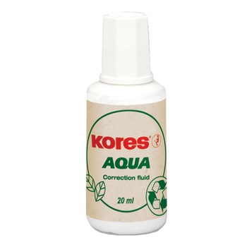 Fluid corector Kores 20ml, pe baza de apa, aplicator cu pensula